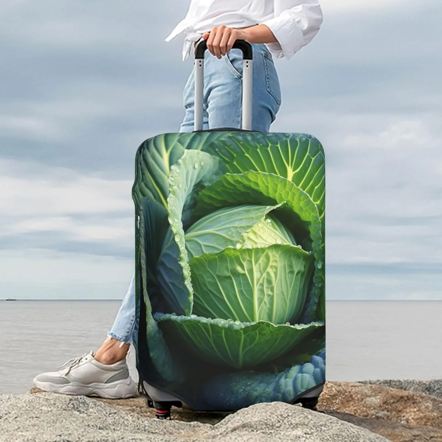 Bright Cabbage Luggage Cover Stretch Washable Suitcase Protector Suitcase Cover Anti-Scratch Luggage Sleeve Elastic Suitcase Case Protector Baggage Cover Fits 18-32 Inch