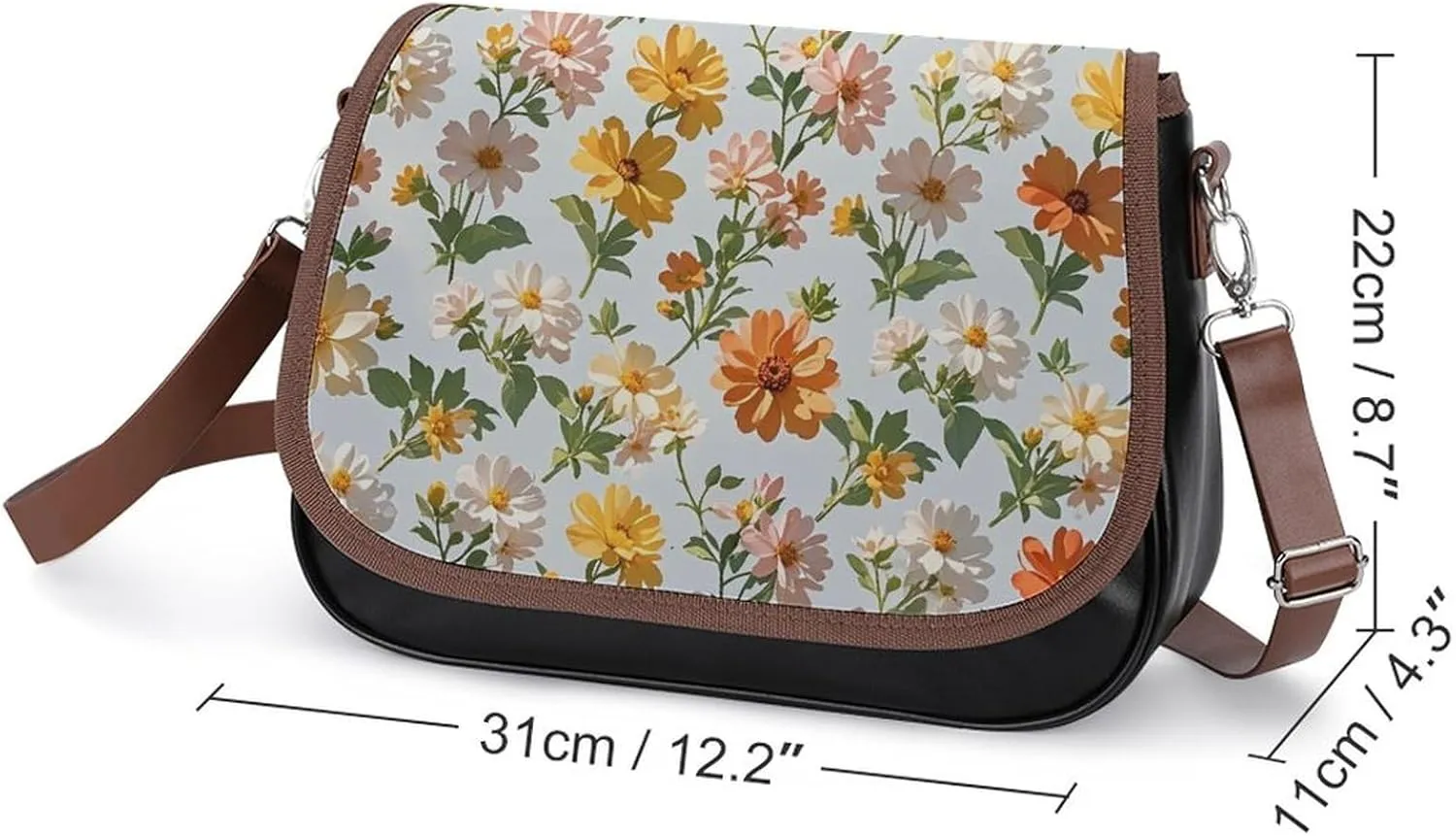 Brown Ginkgo Leaves Crossbody Bags for Women Travel Shoulder Bag Small Leather Cross Body Handbags