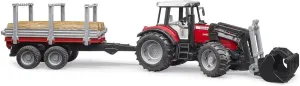bruder 02046 Massey Ferguson 7480 with Frontloader and Timber Trailer