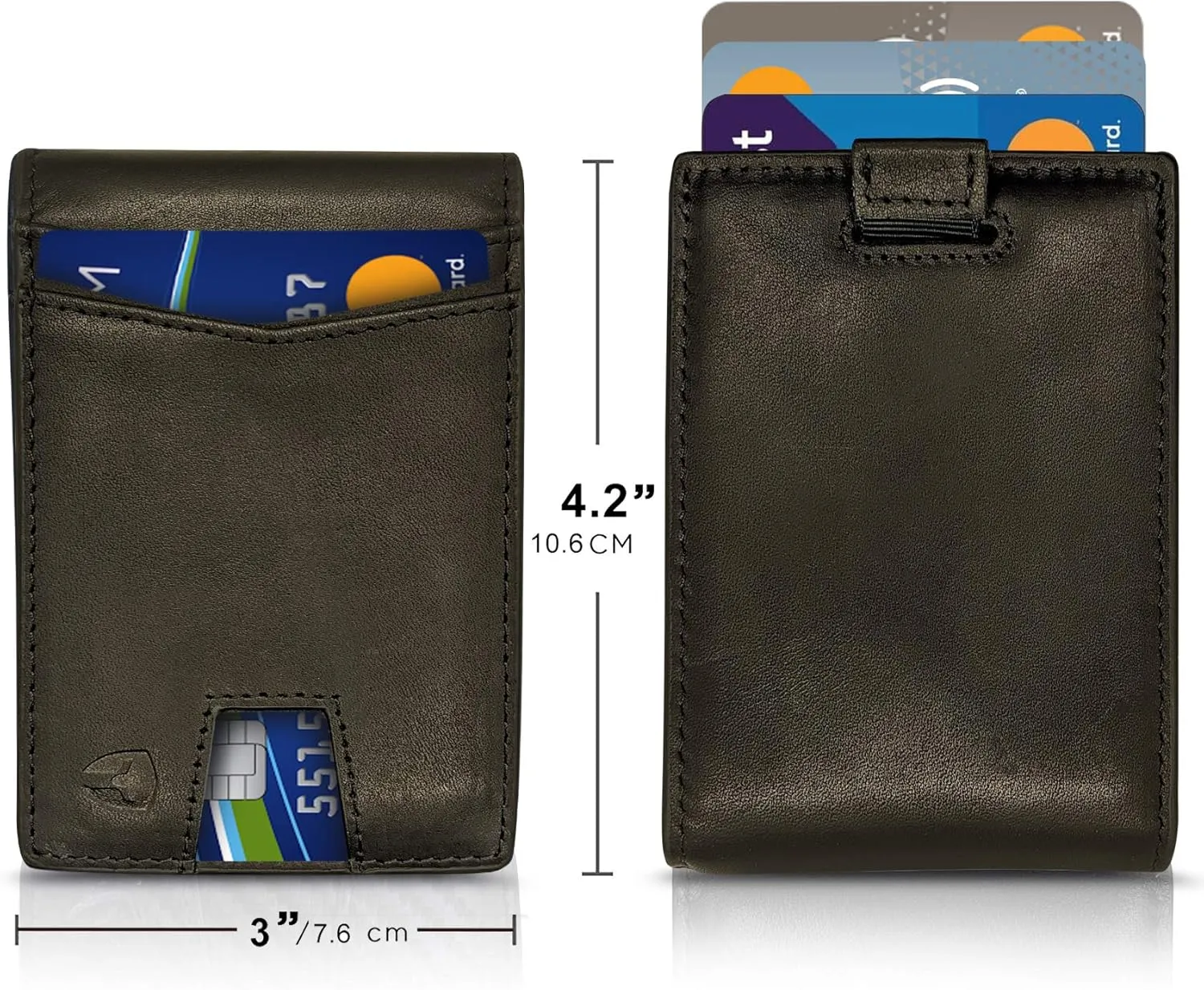Bryker Hyde Slim Vertical Bifold RFID Blocking Full Grain leather Wallet for Men, Front Pocket, Bill/Receipt pocket and Pull Tab Card Slot (Charcoal Black w/Pull Out Card Pocket)