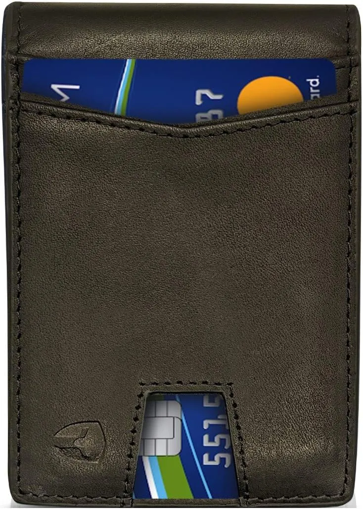 Bryker Hyde Slim Vertical Bifold RFID Blocking Full Grain leather Wallet for Men, Front Pocket, Bill/Receipt pocket and Pull Tab Card Slot (Charcoal Black w/Pull Out Card Pocket)