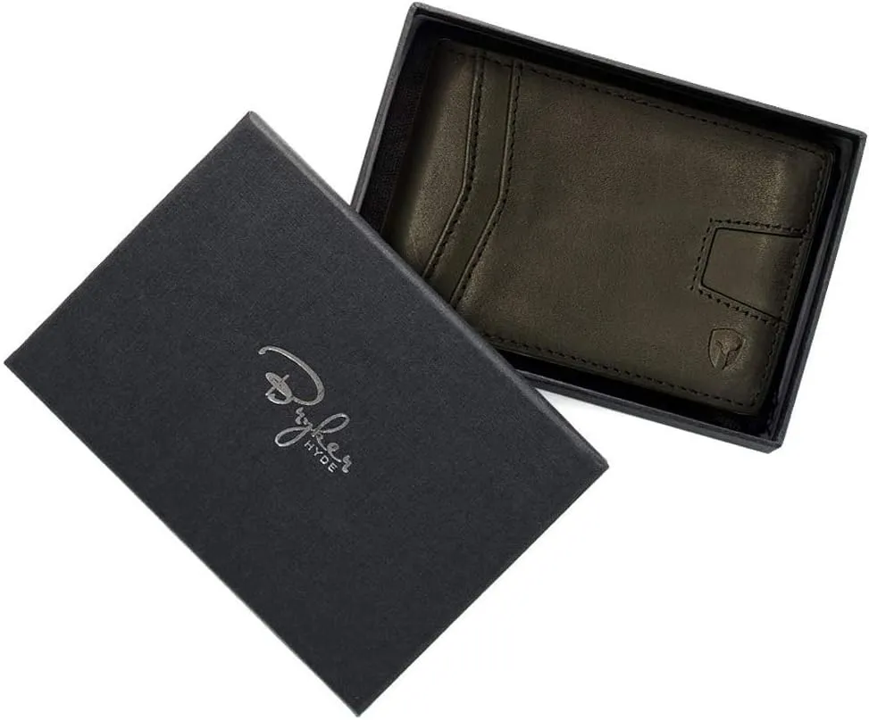 Bryker Hyde Slim Vertical Bifold RFID Blocking Full Grain leather Wallet for Men, Front Pocket, Bill/Receipt pocket and Pull Tab Card Slot (Charcoal Black w/Pull Out Card Pocket)