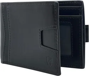 Bryker Hyde Slim Vertical Bifold RFID Blocking Full Grain leather Wallet for Men, Front Pocket, Bill/Receipt pocket and Pull Tab Card Slot (Charcoal Black w/Pull Out Card Pocket)