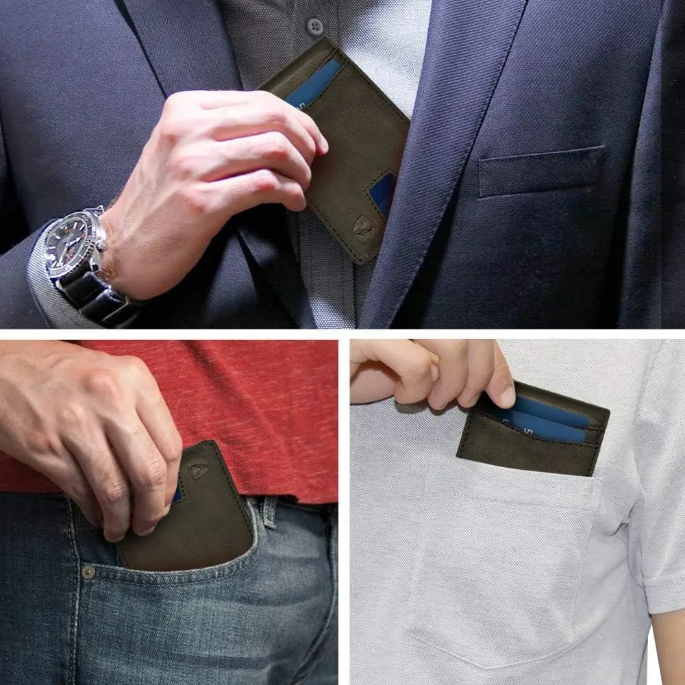 Bryker Hyde Slim Vertical Bifold RFID Blocking Full Grain leather Wallet for Men, Front Pocket, Bill/Receipt pocket and Pull Tab Card Slot (Charcoal Black w/Pull Out Card Pocket)