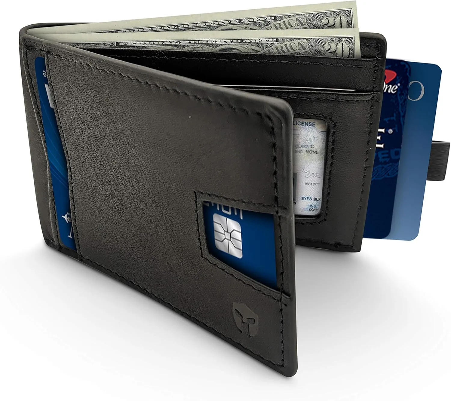 Bryker Hyde Slim Vertical Bifold RFID Blocking Full Grain leather Wallet for Men, Front Pocket, Bill/Receipt pocket and Pull Tab Card Slot (Charcoal Black w/Pull Out Card Pocket)
