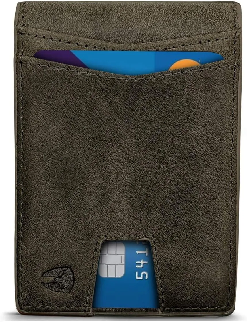 Bryker Hyde Slim Vertical Bifold RFID Blocking Full Grain leather Wallet for Men, Front Pocket, Bill/Receipt pocket and Pull Tab Card Slot (Dark Gray w/Pull Out Card Pocket)