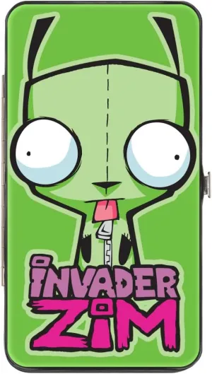 Buckle-Down Nickelodeon Wallet, Hinged, Invader Zim GIR Pose and Logo with GIR and Costume Pose Green, Vegan Leather