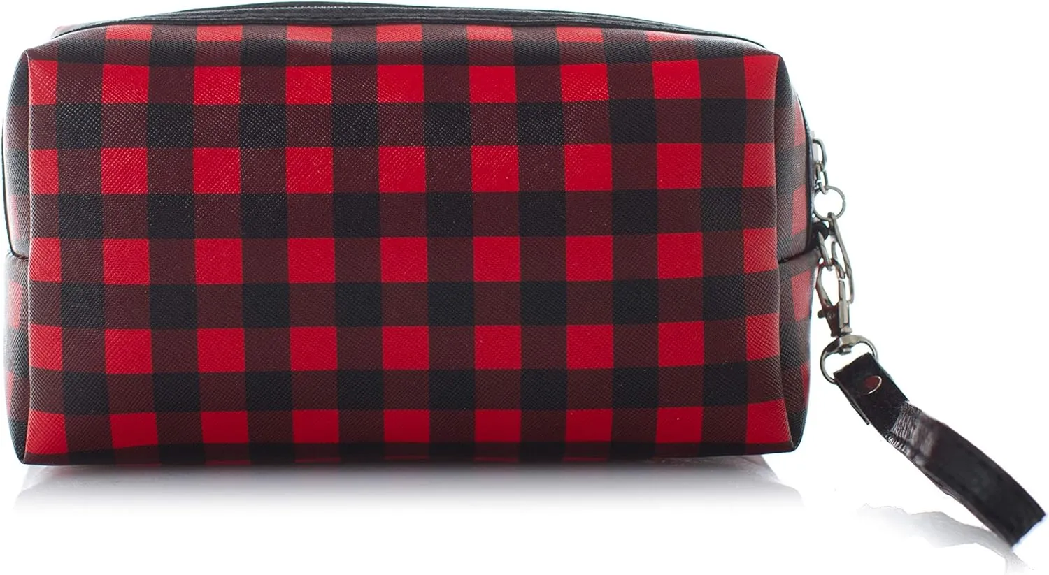 Buffalo Plaid Cosmetic Bag Make Up Bag Red (7"L x 4"H x 3"W, Buffalo Plaid Red)