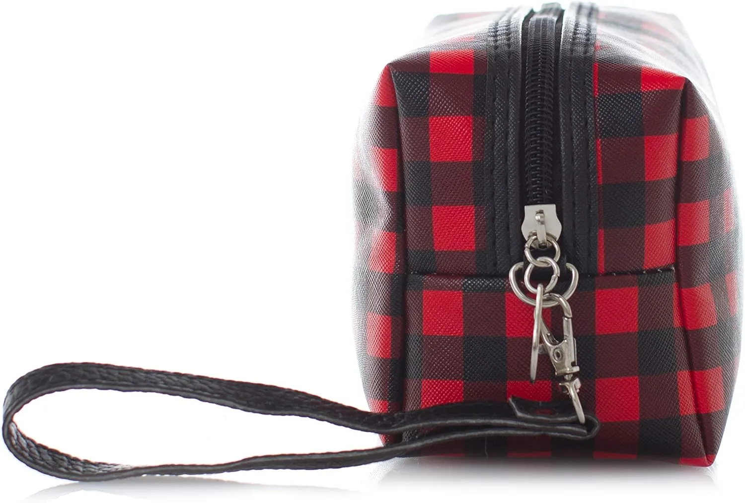 Buffalo Plaid Cosmetic Bag Make Up Bag Red (7"L x 4"H x 3"W, Buffalo Plaid Red)