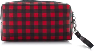 Buffalo Plaid Cosmetic Bag Make Up Bag Red (7"L x 4"H x 3"W, Buffalo Plaid Red)