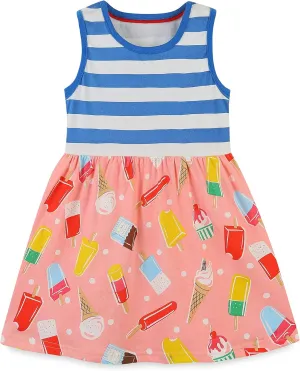 Bumeex Toddler Girls Clothes Cotton Short Sleeve Casual Girls Dresses for Kids 2-7 Years