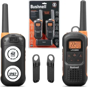 Bushnell LPX650 Walkie Talkie Radio - Reliable Quality, Rugged Floating Design, 2W Power for 42 Miles of Range, Two Way Radios Equipped for Wherever Life Takes You (2 Pack)