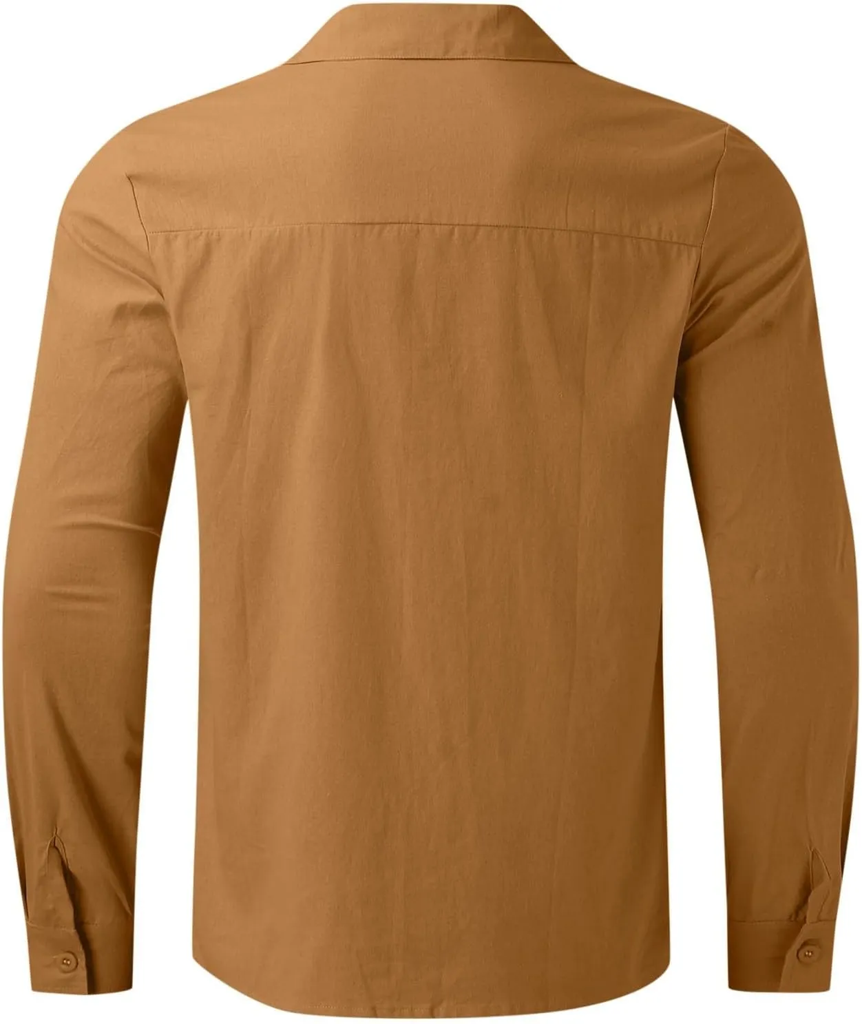 Button Down Linen Shirts for Men Casual Long Sleeve Button Down Regular Fit Beach Shirt Dress Lapel Collar Beach Tops