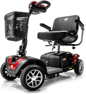 BUZZAROUND EX Extreme 4-Wheel Heavy Duty Long Range Travel Scooter, Red, 18-Inch Seat