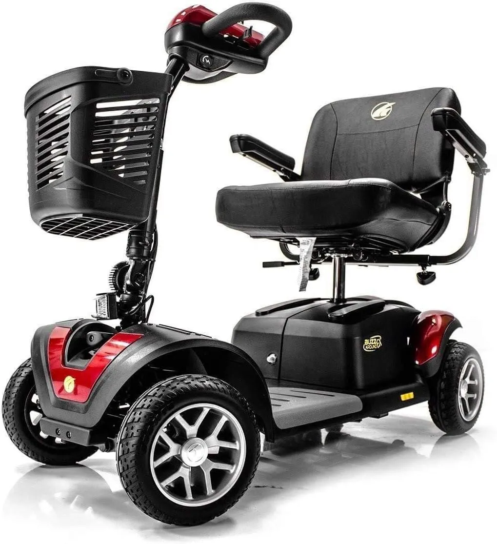 BUZZAROUND EX Extreme 4-Wheel Heavy Duty Long Range Travel Scooter, Red, 18-Inch Seat