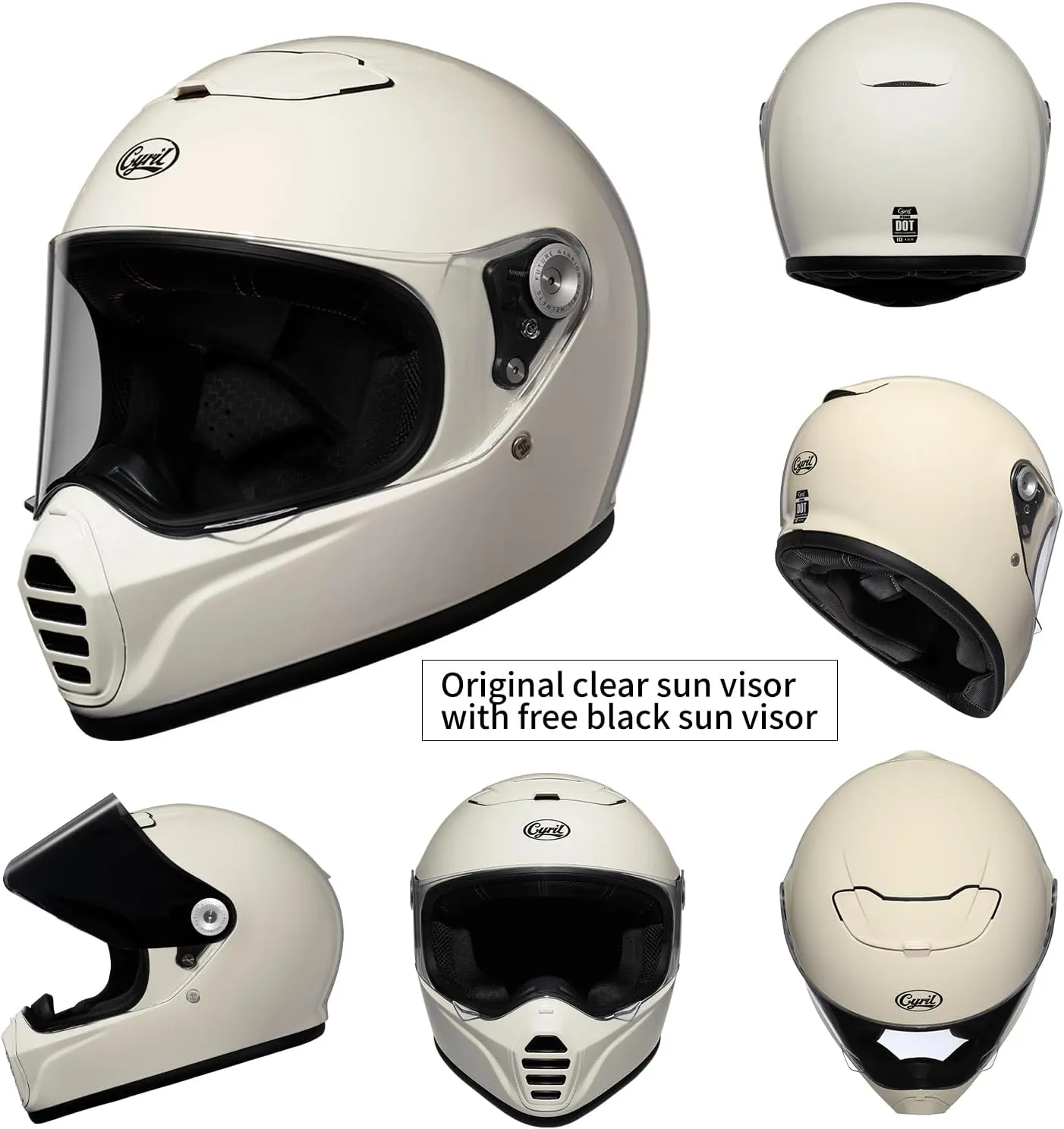 C300 DOT Approved Adult Motorcycle Helmet,Featuring a Double-Layer Filter and Bluetooth Headset Slot,Suitable for Adult Male and Female Off-Road Motocross Helmet,Yellow,XXL