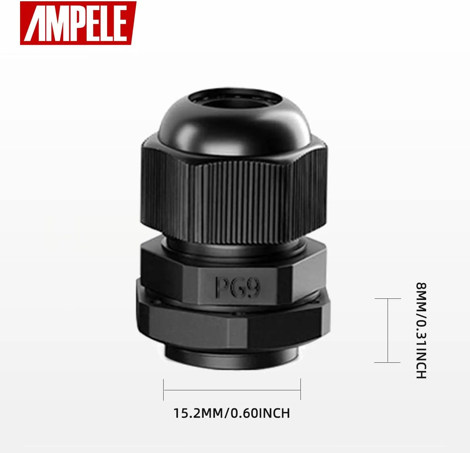 Cable Gland 100 Pack PG9 Waterproof Adjustable 4-8mm Nylon Cable Glands Joints With Gaskets, Black(PG9)