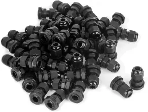 Cable Gland 100 Pack PG9 Waterproof Adjustable 4-8mm Nylon Cable Glands Joints With Gaskets, Black(PG9)