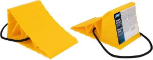 Camco Wheel Chock with Rope for Easy Removal, Helps Keep Your Trailer or RV in Place (Pack of 2) - 44471