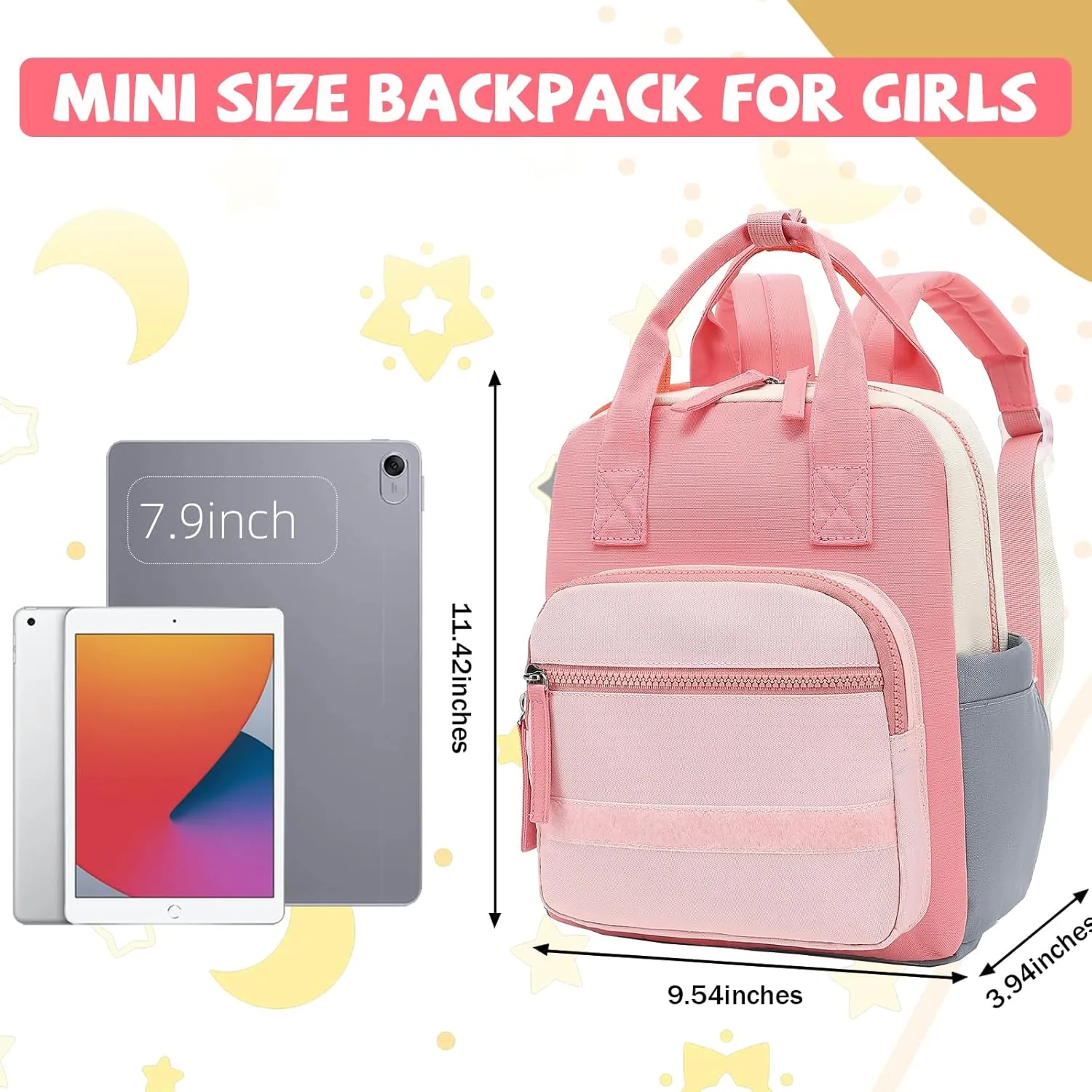 CAMTOP Cute Kids Toddler Backpack Girls Small 3D Cartoon School Bookbags Age 1-3 Daycare Nursary Travel Bags (Gray Pink)