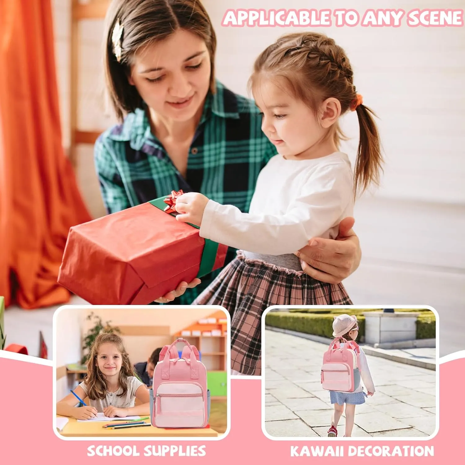 CAMTOP Cute Kids Toddler Backpack Girls Small 3D Cartoon School Bookbags Age 1-3 Daycare Nursary Travel Bags (Gray Pink)