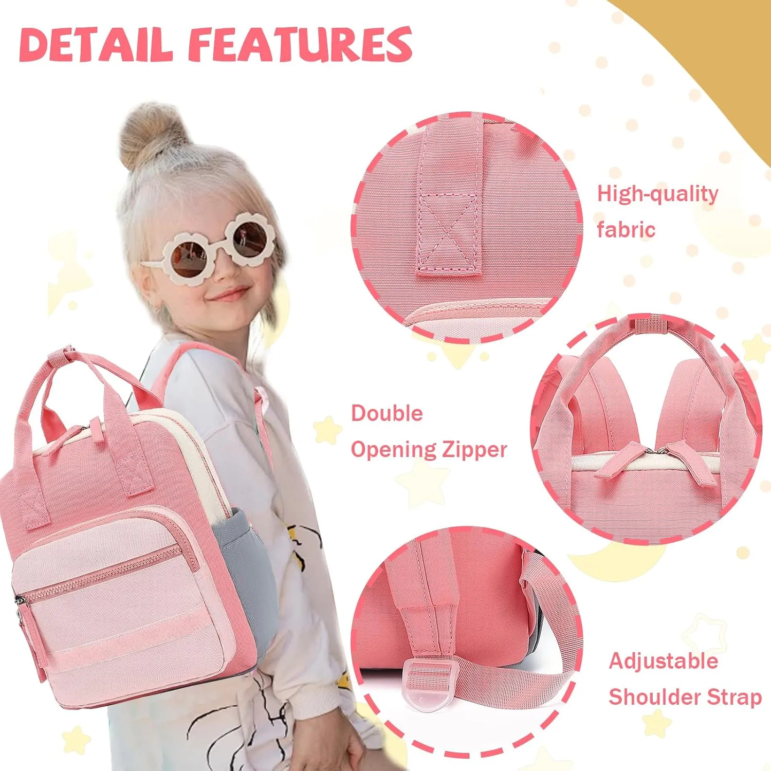CAMTOP Cute Kids Toddler Backpack Girls Small 3D Cartoon School Bookbags Age 1-3 Daycare Nursary Travel Bags (Gray Pink)