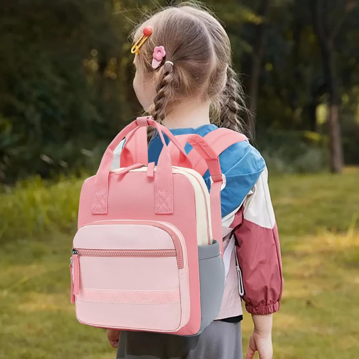 CAMTOP Cute Kids Toddler Backpack Girls Small 3D Cartoon School Bookbags Age 1-3 Daycare Nursary Travel Bags (Gray Pink)