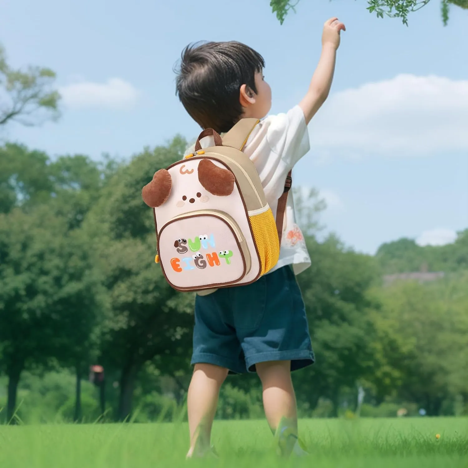 CAMTOP Cute Kids Toddler Backpack Small 3D Cartoon School Bookbags Age 1-3 Daycare Nursary Travel Bags (Puppy-Khaki)