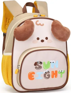 CAMTOP Cute Kids Toddler Backpack Small 3D Cartoon School Bookbags Age 1-3 Daycare Nursary Travel Bags (Puppy-Khaki)