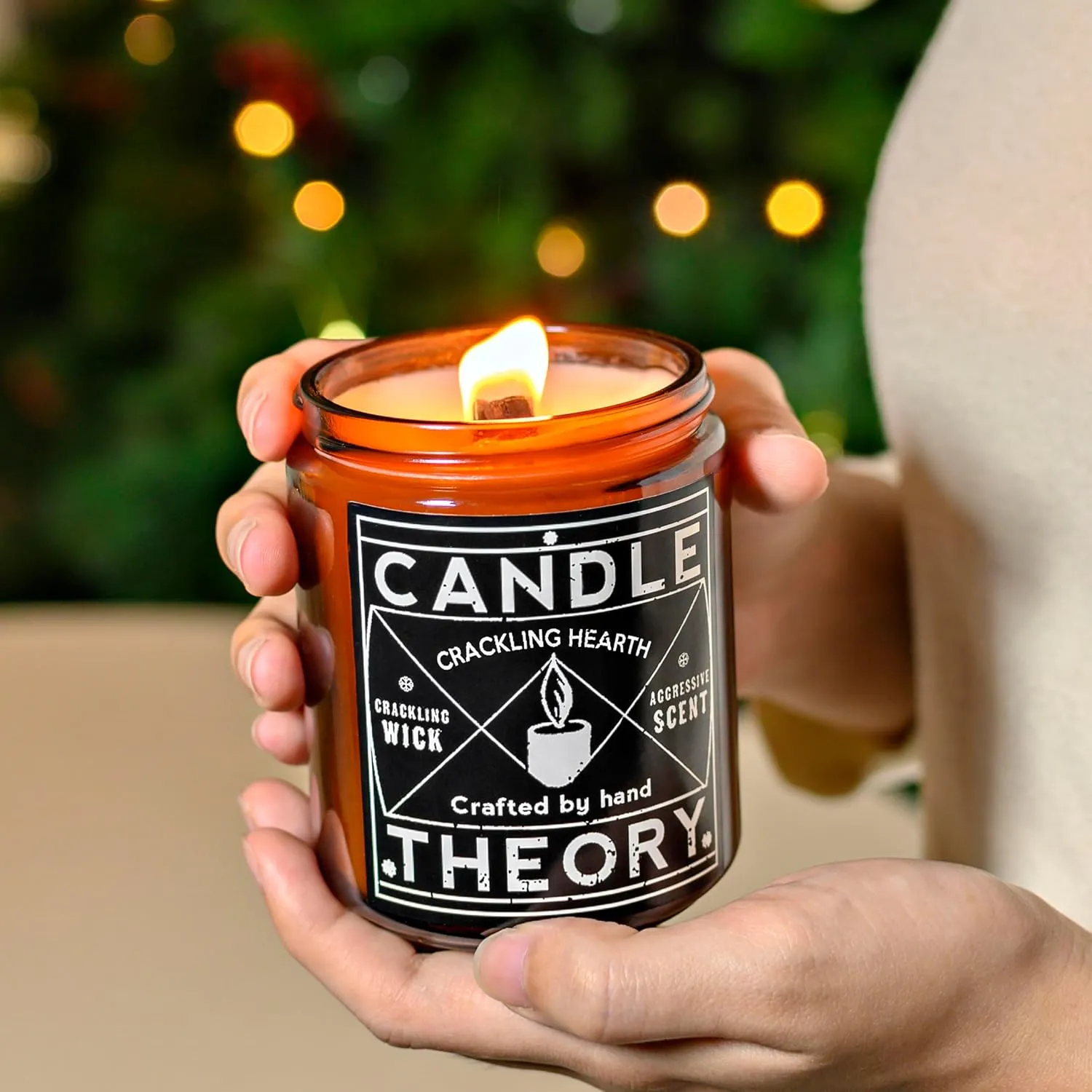 Candle Theory Crackling Hearth Scented Candle for Men - 7.6 Ounce, Bedroom & Home Fragrance