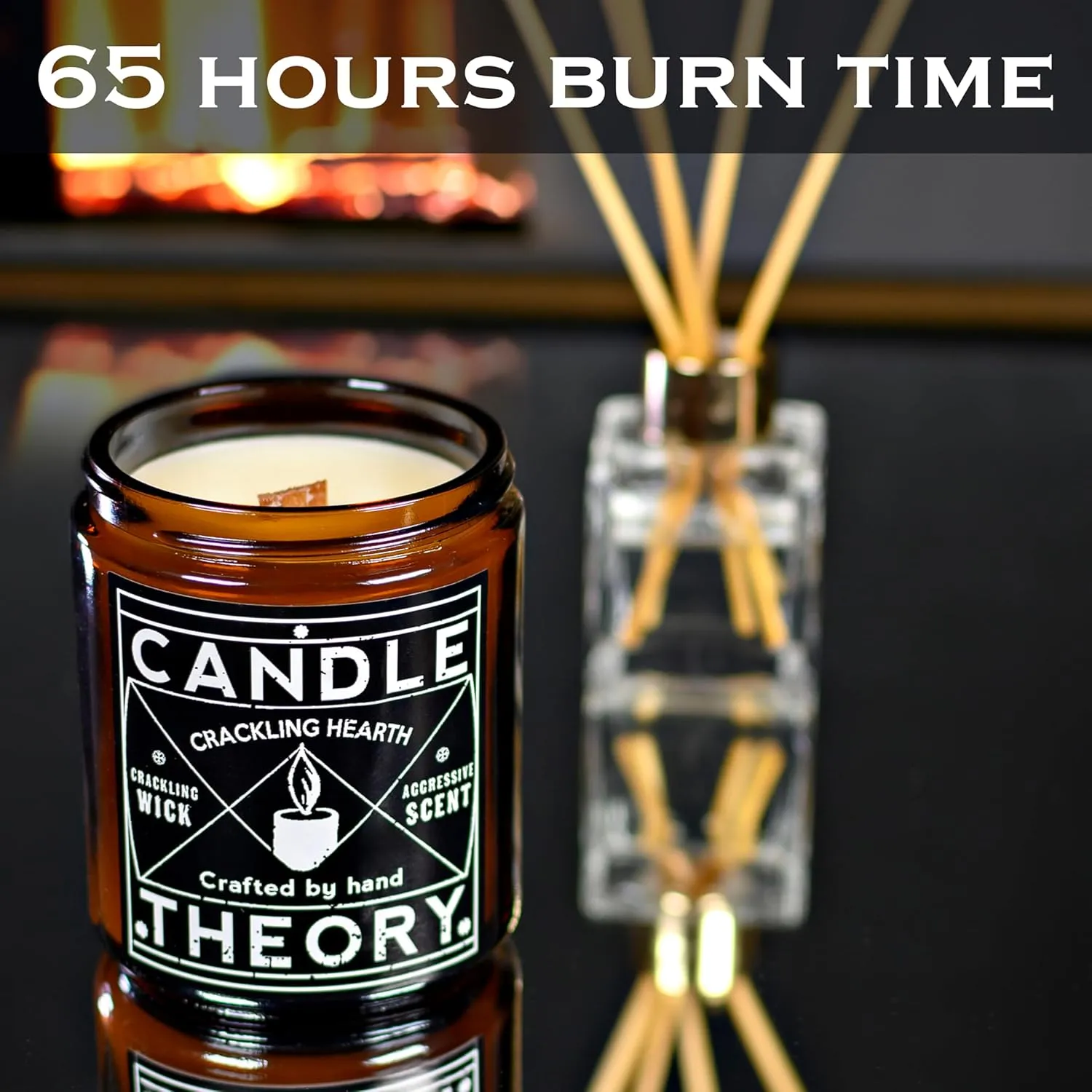 Candle Theory Crackling Hearth Scented Candle for Men - 7.6 Ounce, Bedroom & Home Fragrance