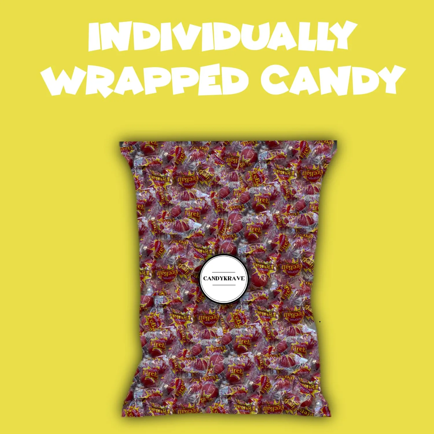 CandyKrave Atomic Fireballs Candy in Bulk - 4 LB Cinnamon Flavored Fire Balls Hard Candy - Jawbreakers Candy Individually Wrapped