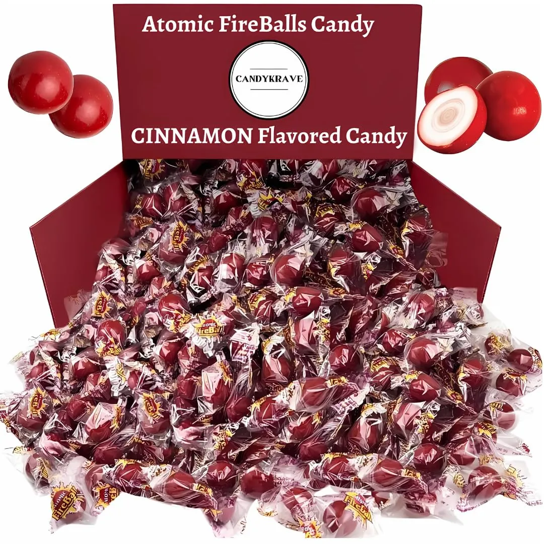 CandyKrave Atomic Fireballs Candy in Bulk - 4 LB Cinnamon Flavored Fire Balls Hard Candy - Jawbreakers Candy Individually Wrapped
