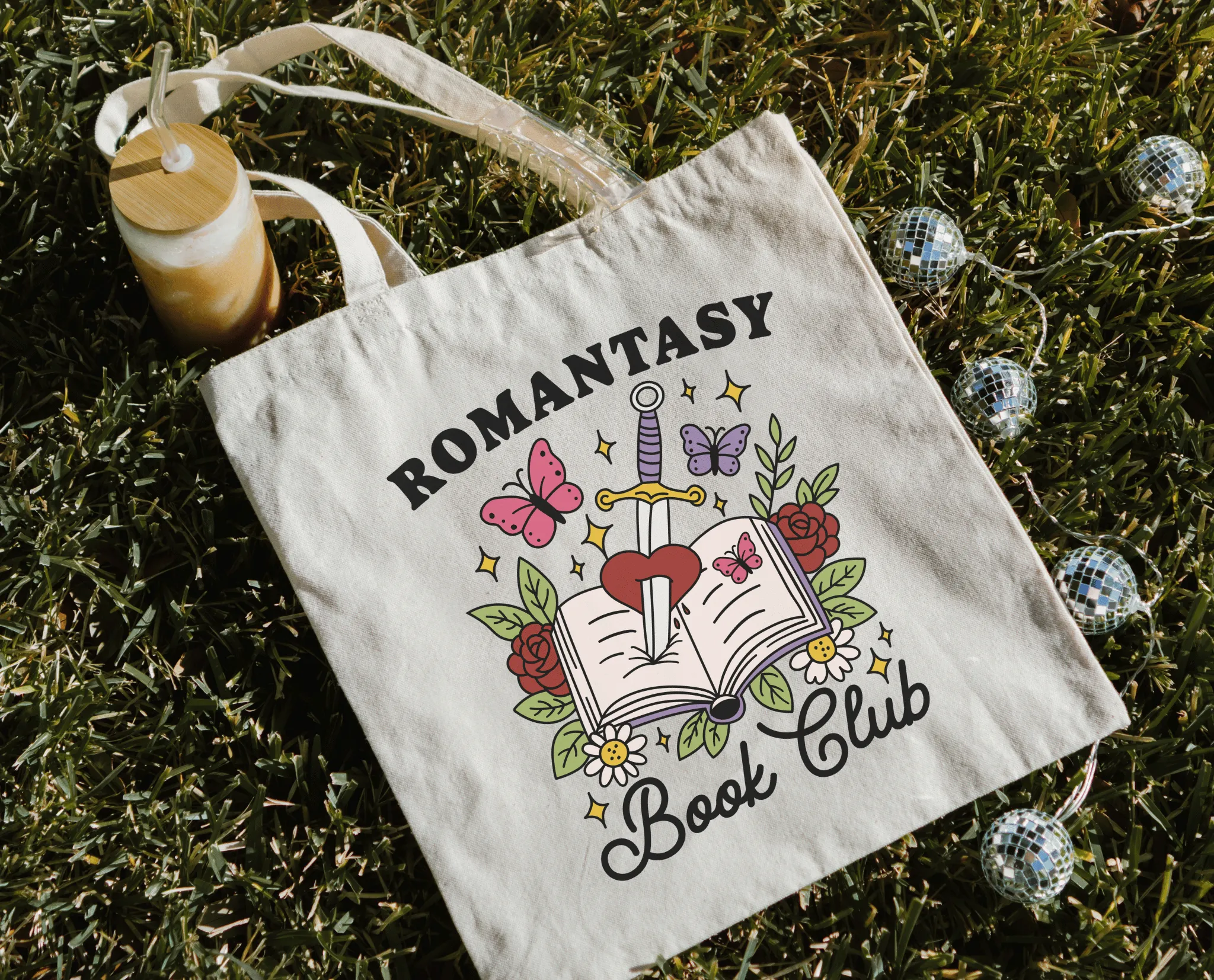Canvas bookish tote bag - romantacy book club