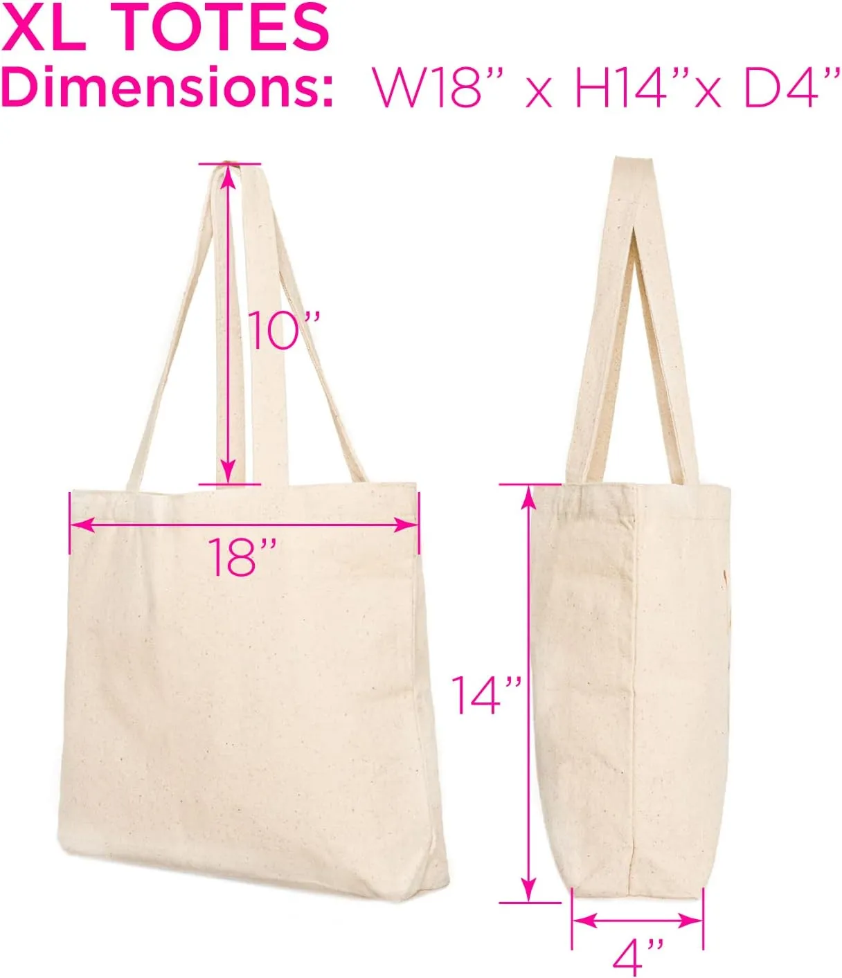 Canvas Tote Bag, Animal Design, Heavy Duty Gusseted, 100% Natural Cotton, for Shopping, Grocery, Laptop (T-ALPACA-XL)