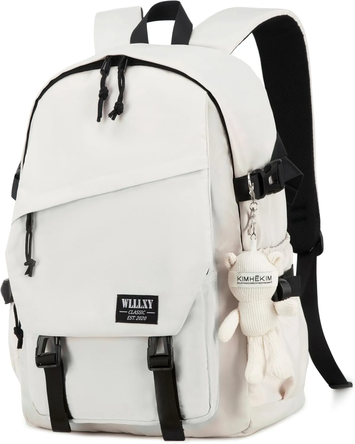 Caoroky knight College School Bag for Men Women Laptop Backpack 15.6 Inch Anti Theft Travel Daypack Large Elementary Middle High Bookbags for Teens Girls Boys Students-Medium,off-white