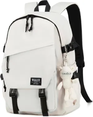 Caoroky knight College School Bag for Men Women Laptop Backpack 15.6 Inch Anti Theft Travel Daypack Large Elementary Middle High Bookbags for Teens Girls Boys Students-Medium,off-white