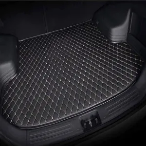 Car Boot Liner Mats for Genesis GV70 EV Pure Electric 2023 2024, All-Weather Car Anti-Slip Cargo Tray Liners Carpets, Custom PU Leather Car Rear Cargo Liners, B/Black-Beige