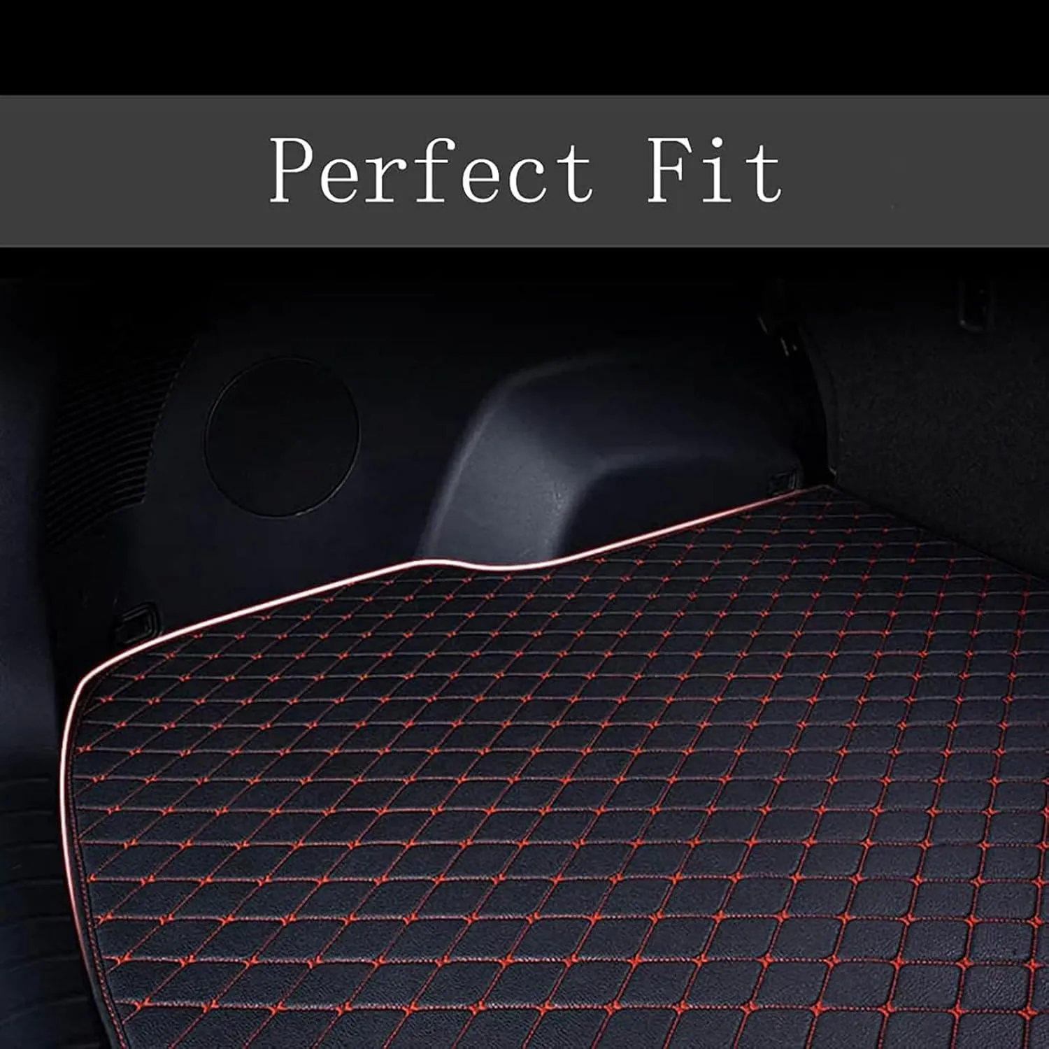 Car Boot Liner Mats for Genesis GV70 EV Pure Electric 2023 2024, All-Weather Car Anti-Slip Cargo Tray Liners Carpets, Custom PU Leather Car Rear Cargo Liners, B/Black-Beige