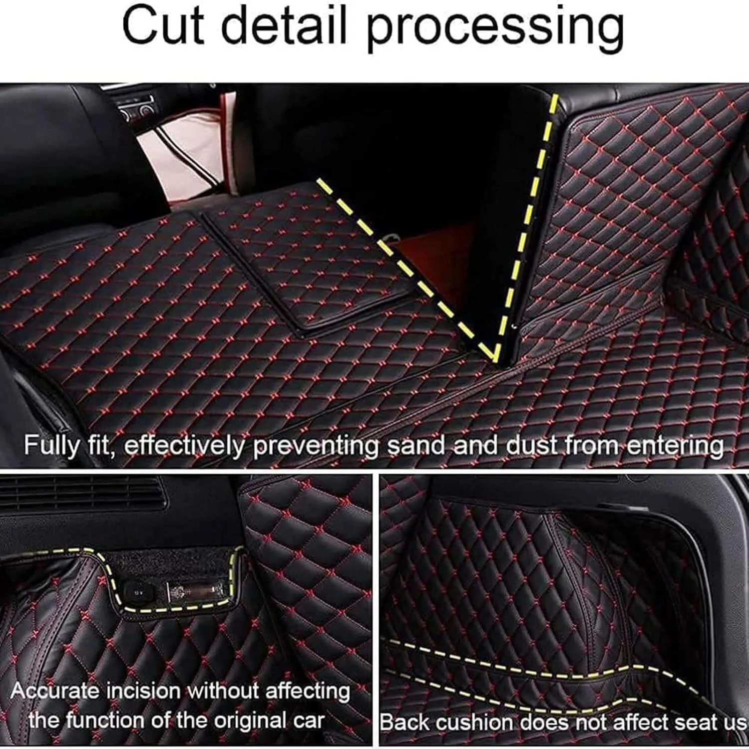 Car Full Coverage Cargo Liners for Mitsubishi Eclipse Cross 2018 2019 2020, Leather Boot Mats Waterproof Anti-Scratch Car Boot Protector Accessories,Black-Blue