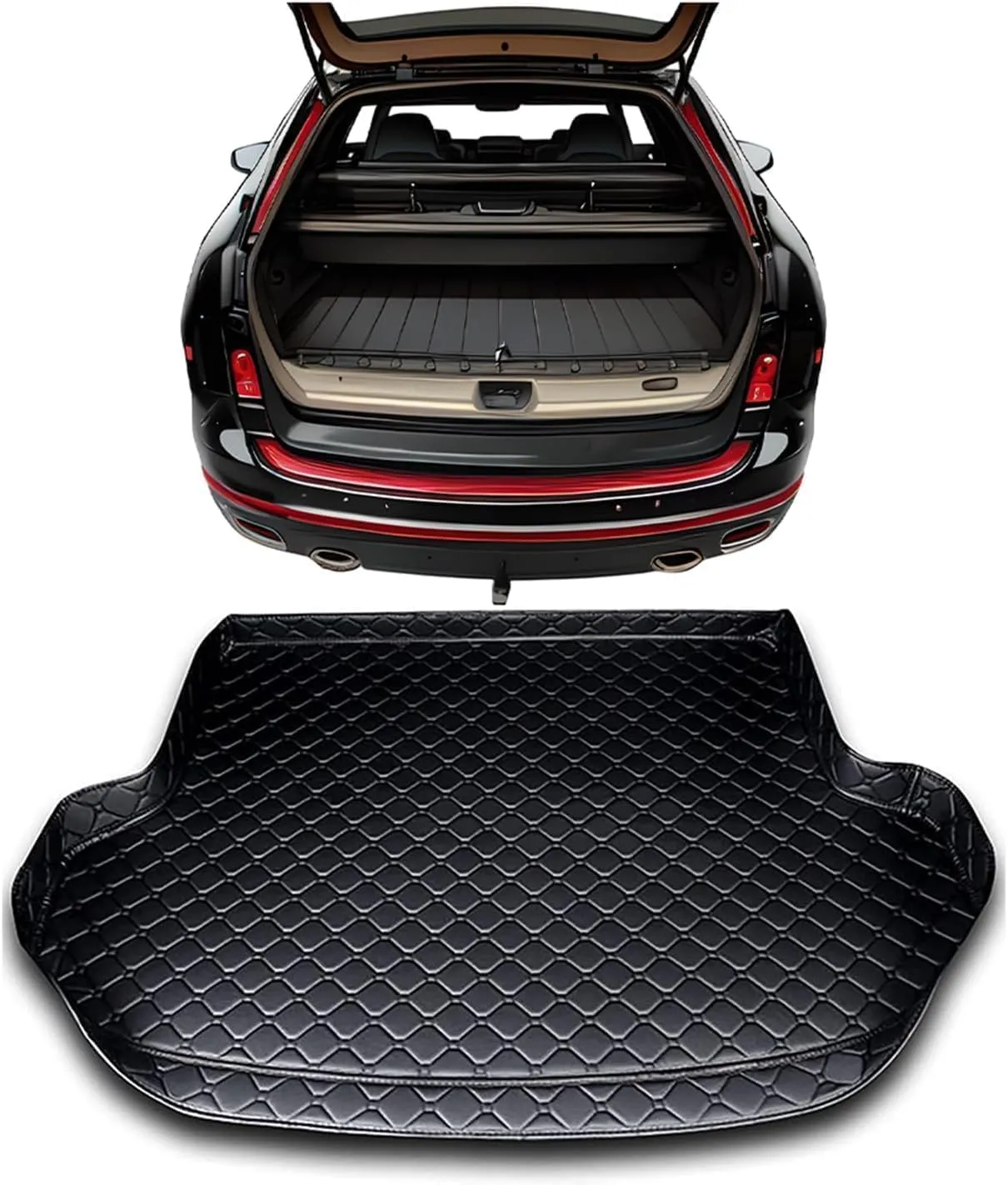 Car Leather Boot Mats for Mitsubishi Mirage 2012-2022, Car Boot Mat Non-Slip Waterproof Leather Trunk Mat Car Accessories,D
