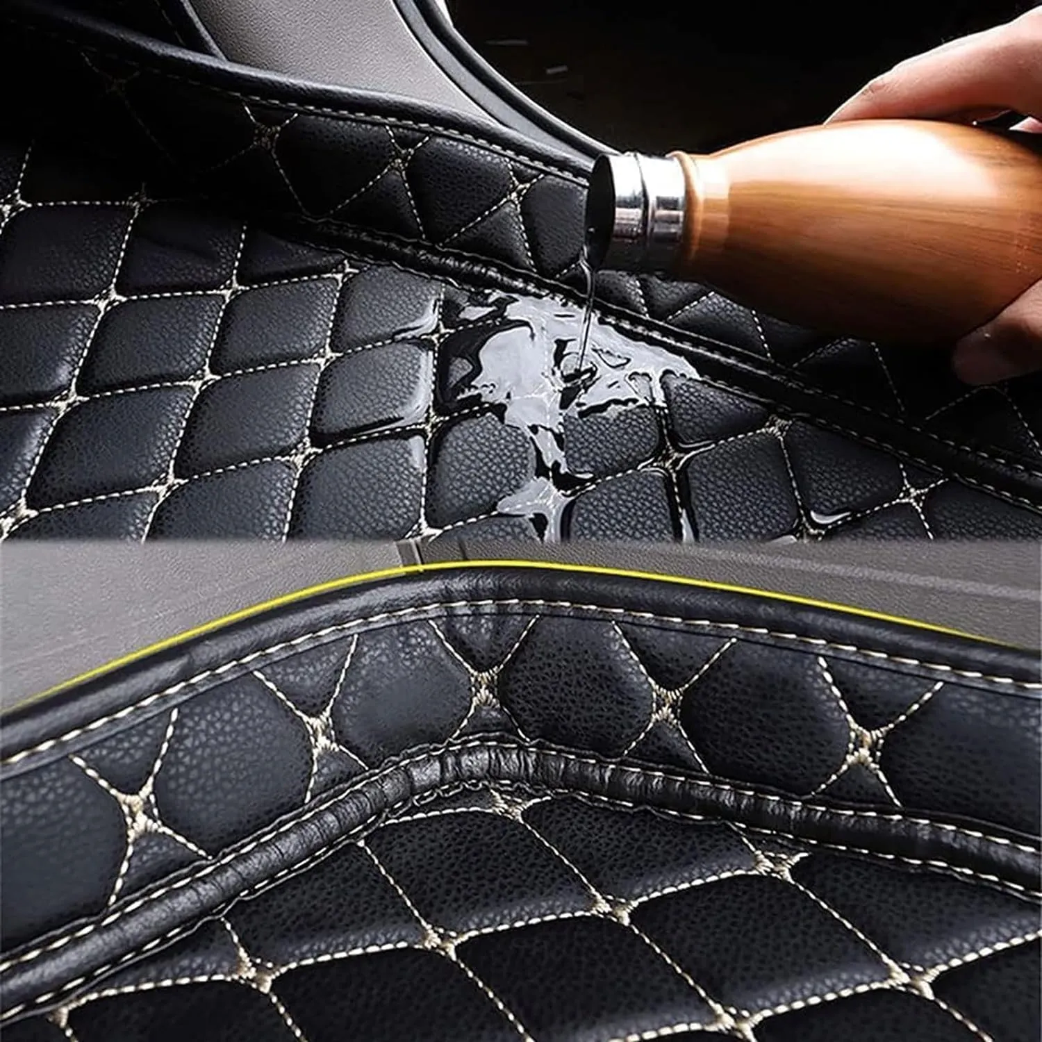 Car Leather Boot Mats for Mitsubishi Mirage 2012-2022, Car Boot Mat Non-Slip Waterproof Leather Trunk Mat Car Accessories,D