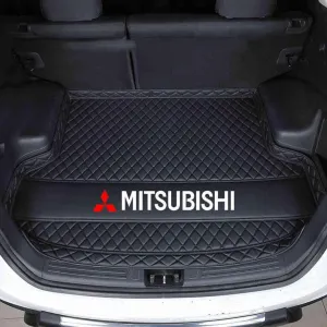 Car Leather Boot Mats, for Mitsubishi Mirage 2012-2022 Trunk Anti Scratch Anti Slip Protector Cargo Tray Liners Pads, Auto Accessories,A-Black