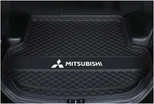 Car Leather Boot Mats, for Mitsubishi Mirage 2012-2022 Trunk Anti Scratch Anti Slip Protector Cargo Tray Liners Pads, Auto Accessories,A-Black