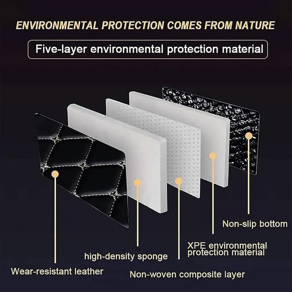Car Leather Boot Mats, for Mitsubishi Mirage 2012-2022 Trunk Anti Scratch Anti Slip Protector Cargo Tray Liners Pads, Auto Accessories,A-Black