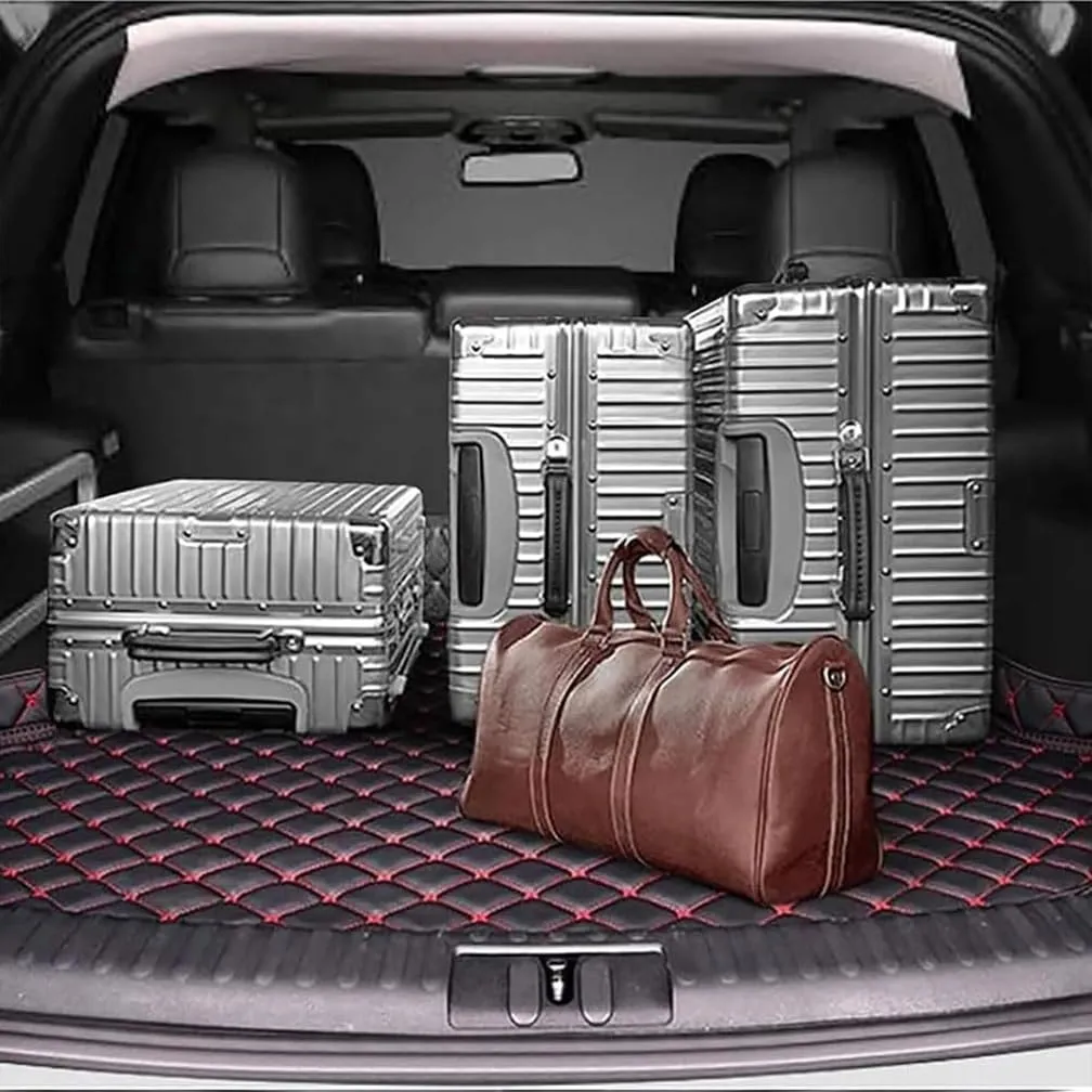 Car Leather Boot Mats, for Mitsubishi Mirage 2012-2022 Trunk Anti Scratch Anti Slip Protector Cargo Tray Liners Pads, Auto Accessories,A-Black