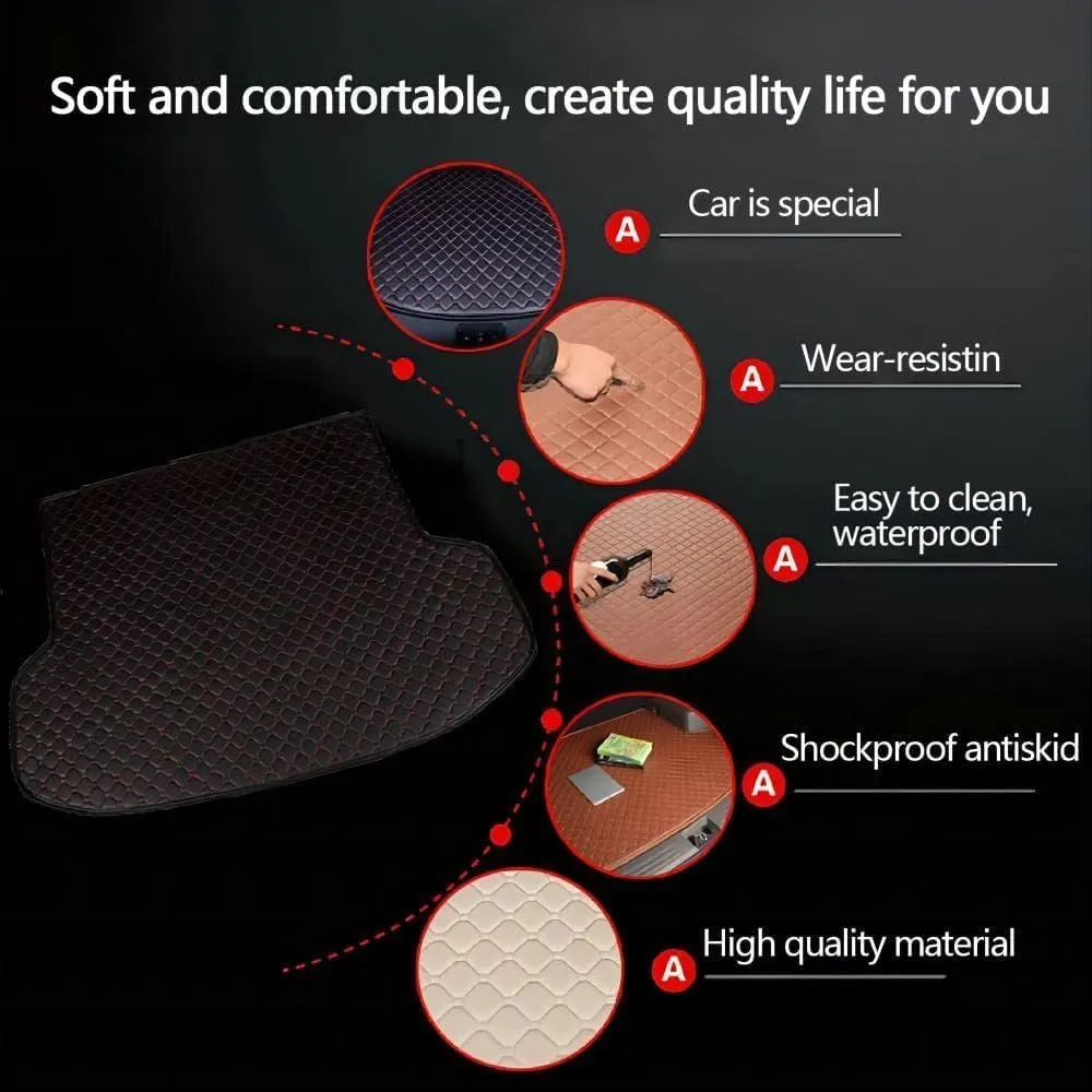Car Leather Boot Mats for Mitsubishi Mirage 2012-2022, Waterproof Anti Scratch Anti Slip Trunk Pad Cargo Protector Liners Auto Accessories,B