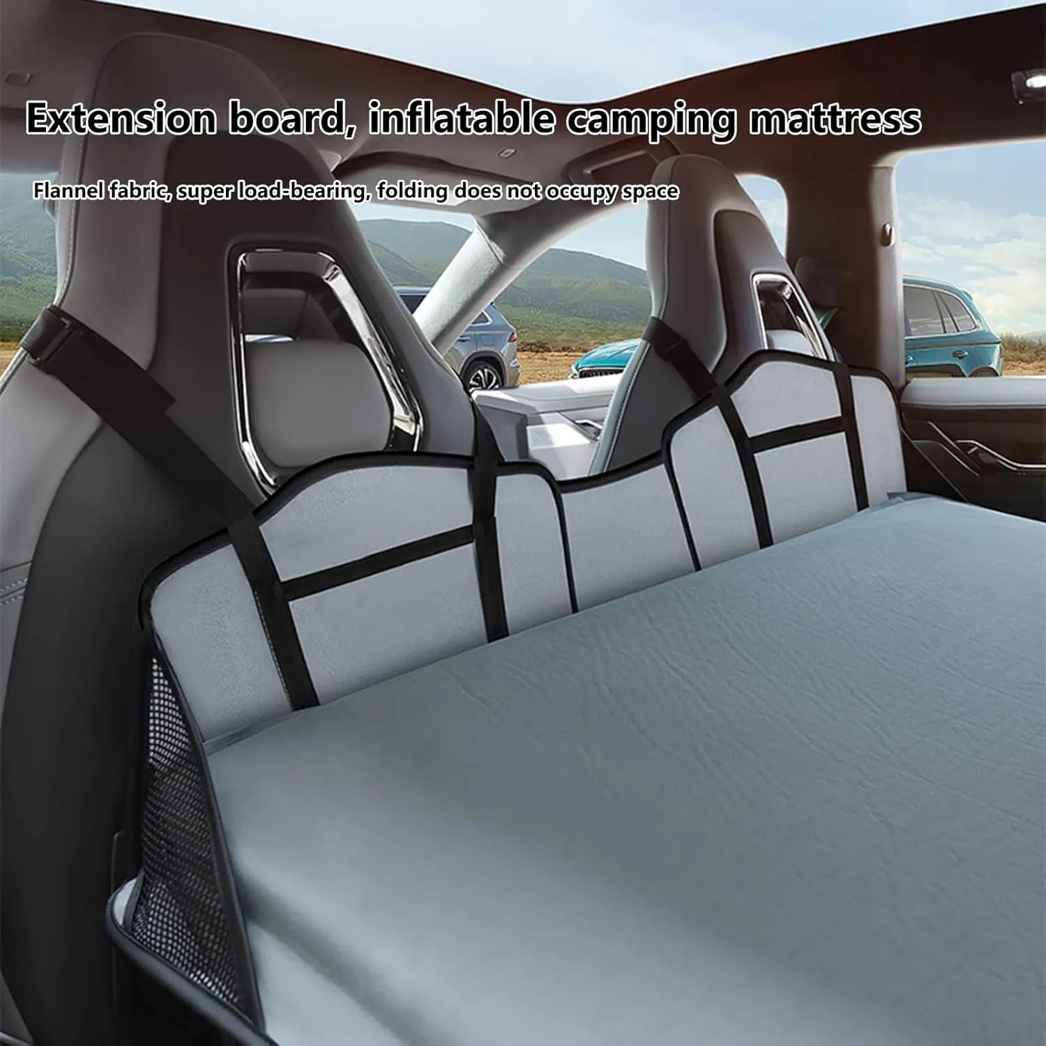 Car Mattress Back Seat - Folding Sleep Pad, Inflatable Vehicle Bed | Portable Travel Cushion, Tailgate Lounge surfece for Camping Trips, Napping Adults Kids Resting Outdoor Events Adventure