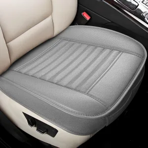 Car Seat Bottom Cover, Anti-Slip Leather Car Front Seat Cushion Pad, Full Wrap Bottom Auto Seat Protector with Pocket, Universal Front Seat Cover Cushion Mat for Most Vehicles (Gray)