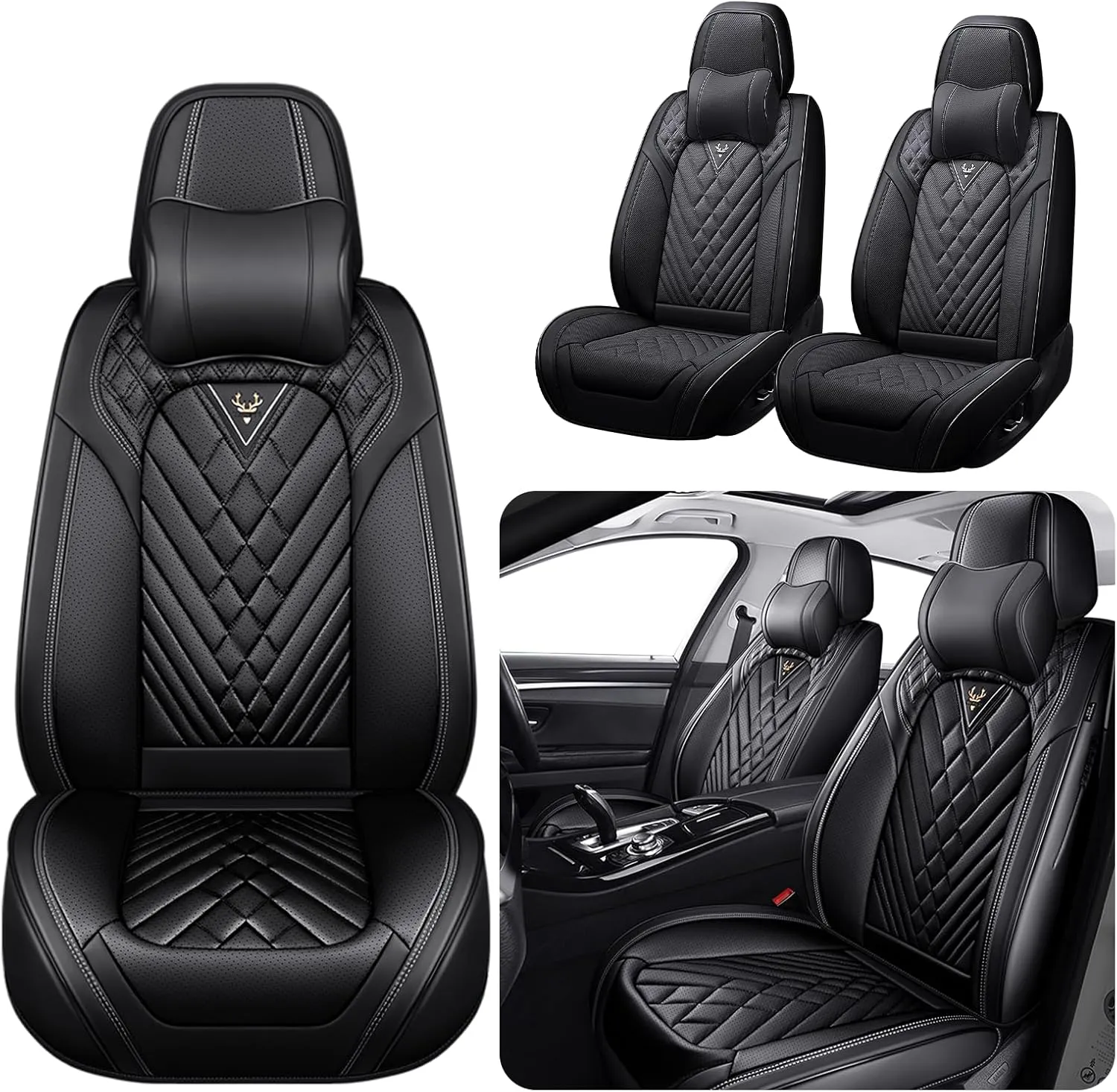 Car Seat Cover Fit for 99% DeTomaso Models Waterproof and Wear Resistant Seat Protection 2 Seat Deluxe Black